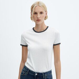 NWT Mango Contrast Trim BOSTON T-shirt Top